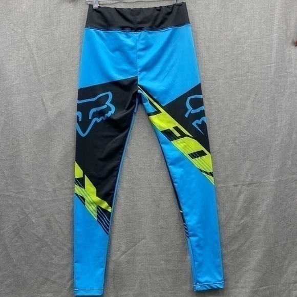 Fox Racing Leggings Blue Black Neon Green Women’s Size Small - Picture 12 of 16